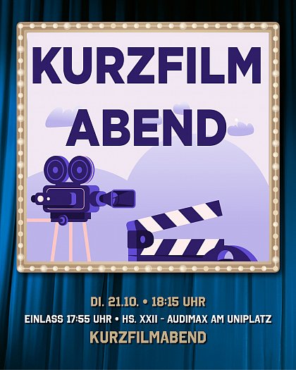 21.10. KURZFILMABEND mit Quiz und in Kooperation mit dem Format Filmkunst e.V.
(Open Call: sende deinen Kurzfilm bis zum 18.10. an unikino@uni-halle.de, dann wird er mit etwas Glück Teil des Abends)